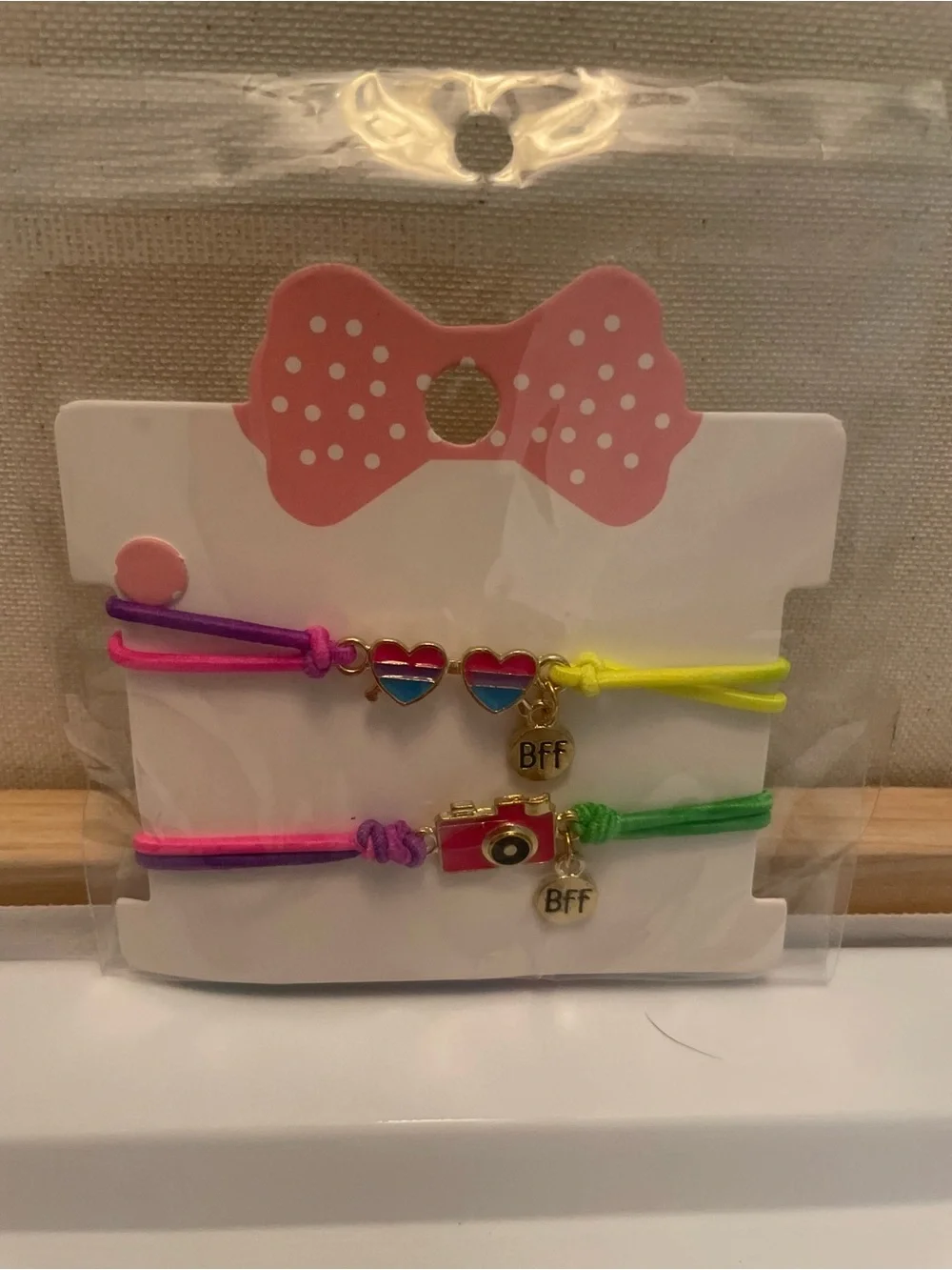 Best friends bracelets BFF Heart & Camera Kids Bracelet Set